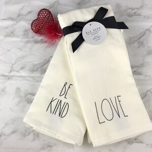 Rae Dunn - 4/$98 - ‘Love/Be Kind’ set of 2 dish towels. NWT